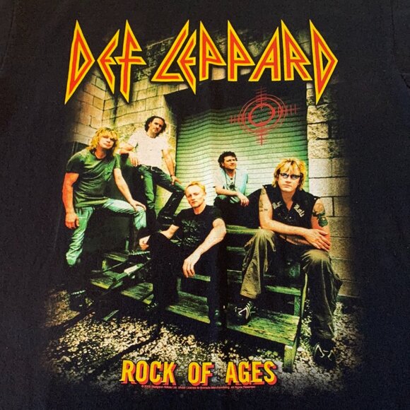 Anvil 2005 Def Leppard Band Graphic Print Rock of Ages Tour Black T-Shirt Sz Lg - Picture 2 of 8